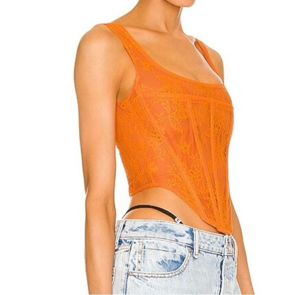 Miaou Campbell Corset Top in Tangerine. Orange Lace with zipper size Small EUC - Picture 2 of 16